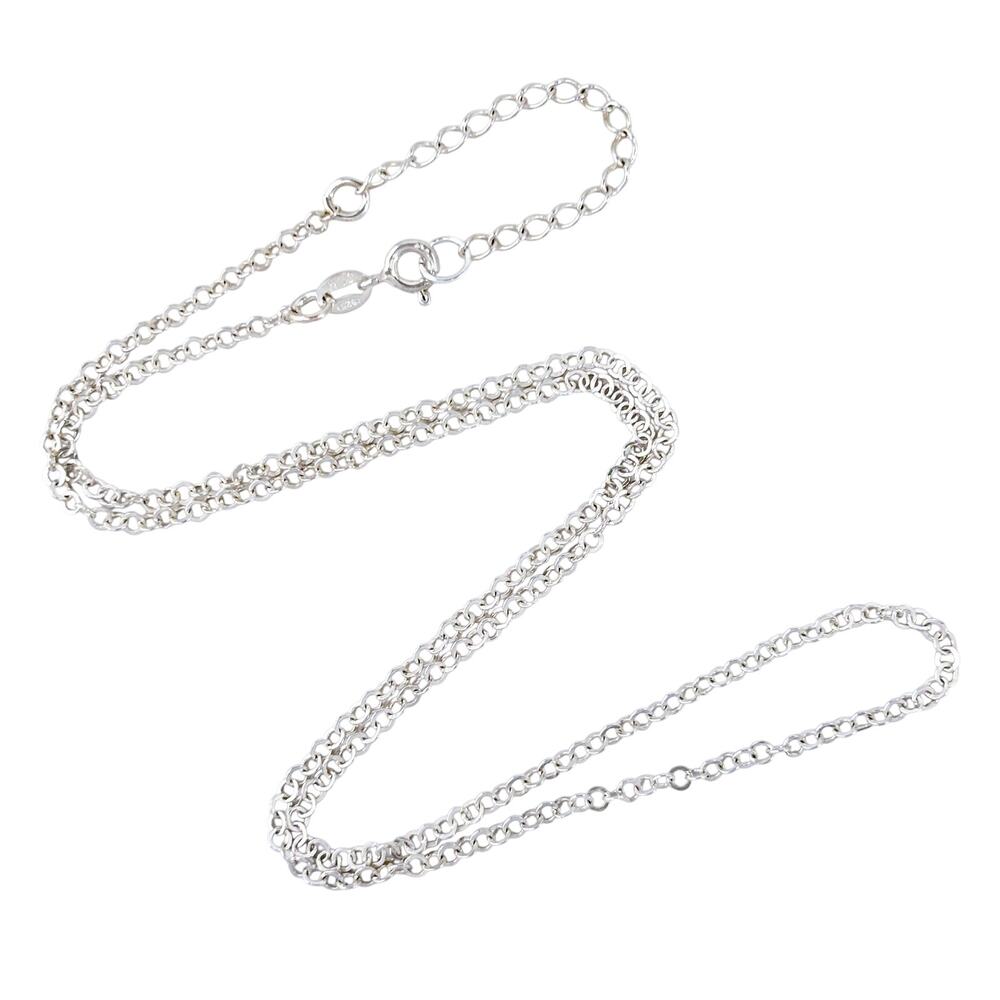 Vintage Sterling Silver 925 Flat Round Link Chain Necklace 18”-20”